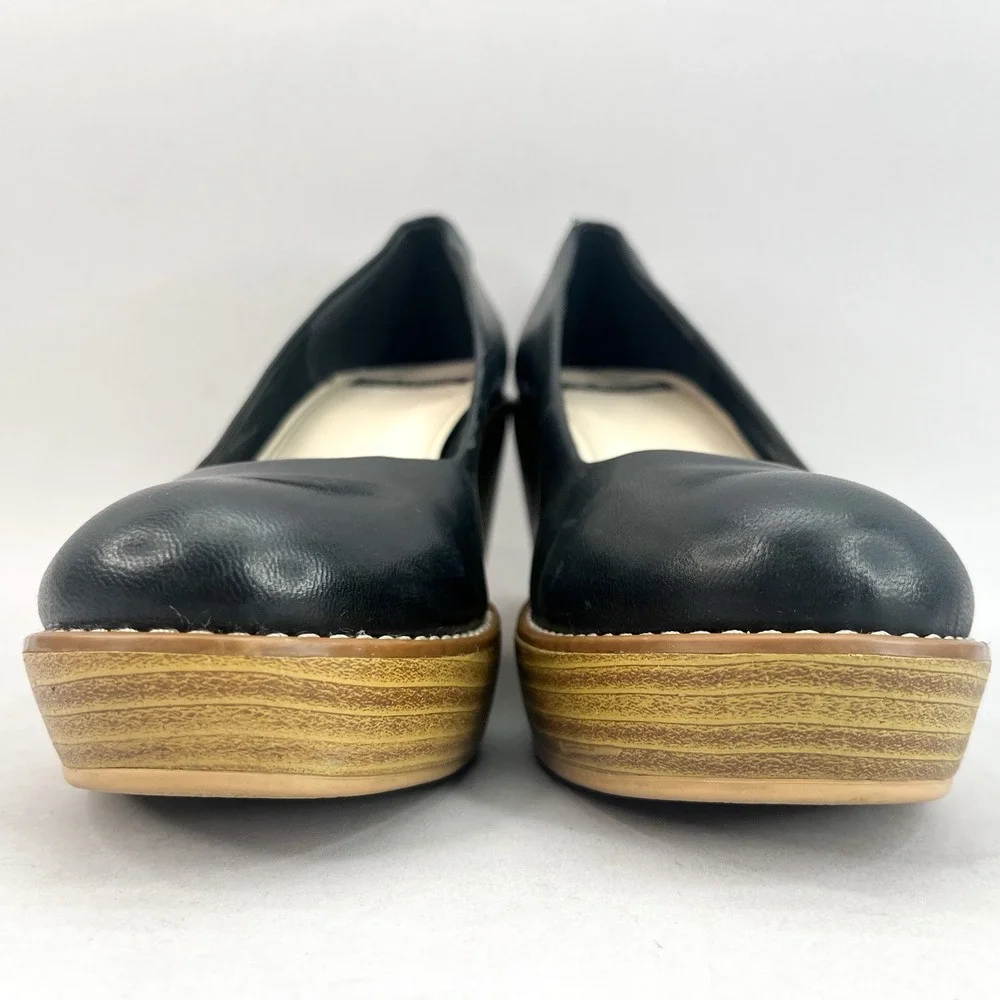 Vagabond Womens 39 9 Florence Pumps Wedge Shoes Black Leather Slip On High Heels